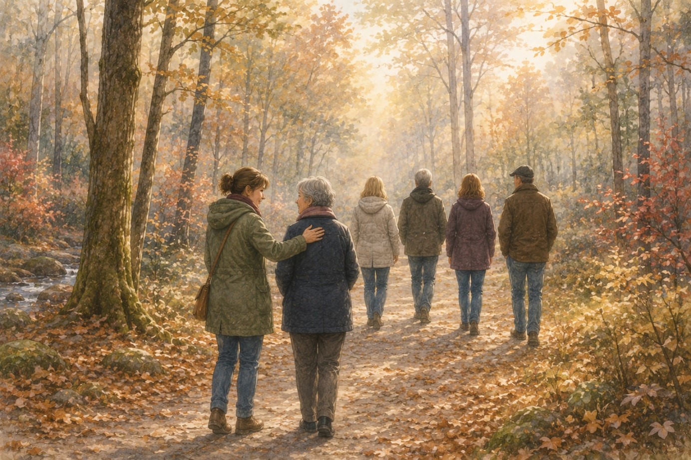 Ruhiger Weg in der Natur als Bild für die Trauerspaziergänge